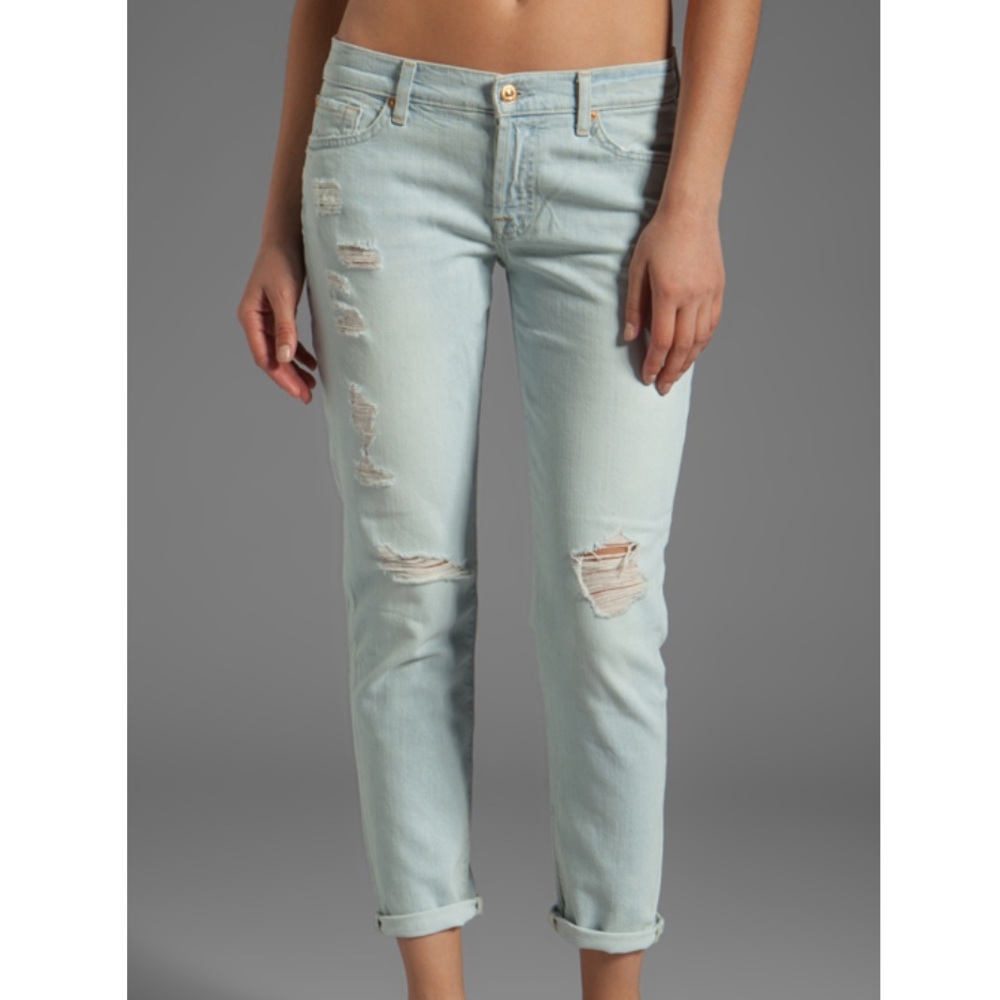 NWT 7 For All Mankind Josefina Destroyed Skinny Boyfriend Jeans 31 - Picture 2 of 12